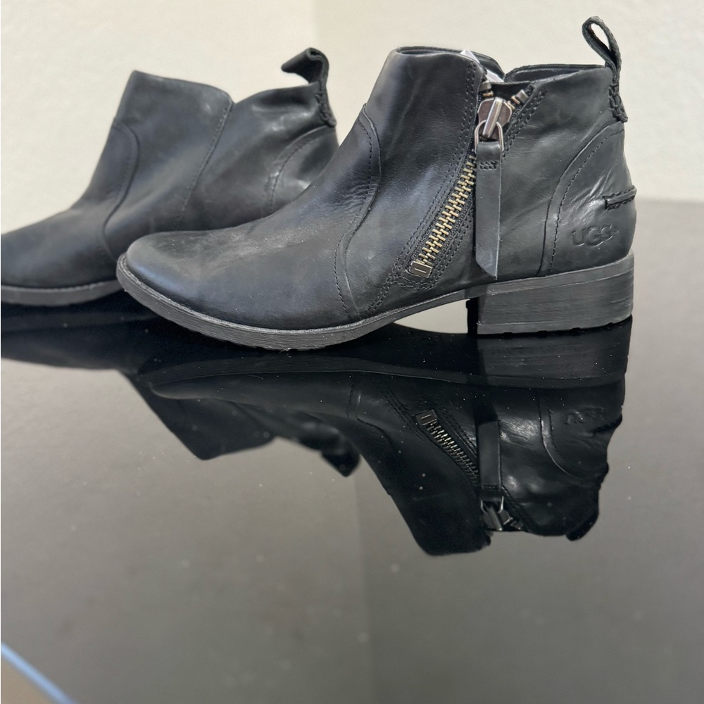 UGG Black Ankle Booties with Side Zipper